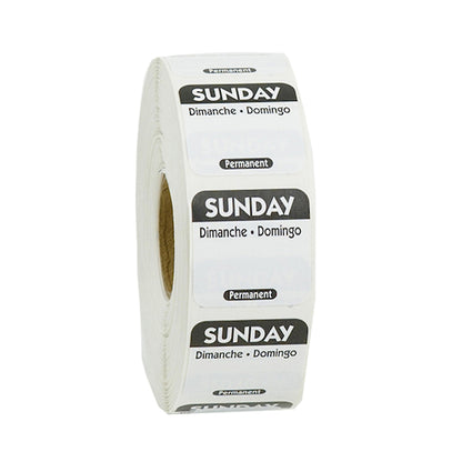 NCCO National Checking 1 Inch X 1 Inch Trilingual Black Sunday Permanent Label, 1 x 1000 each Case - DOT product image 2