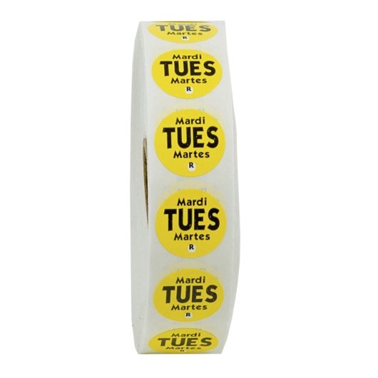 NCCO National Checking .75 Inch Circle Trilingual Removable Yellow Tuesday Label, 1 x 2000 each Case - DOT product image 7