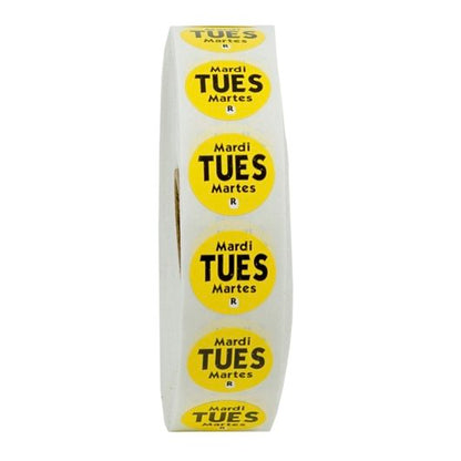 NCCO National Checking .75 Inch Circle Trilingual Removable Yellow Tuesday Label, 1 x 2000 each Case - DOT product image 7