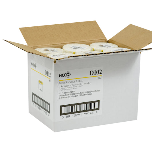 NCCO National Checking 1 Inch X 1 Inch Trilingual Yellow Tuesday Dissolvable Label, 1 x 1000 each Case - DOT product image 8