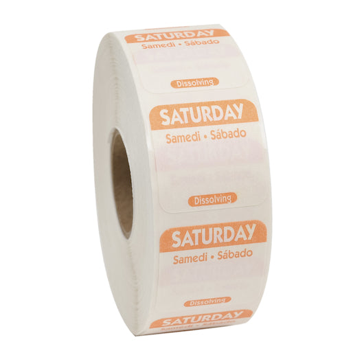 NCCO National Checking 1 Inch X 1 Inch Trilingual Orange Saturday Dissolvable Label, 1 x 1000 each Case - DOT product image 2