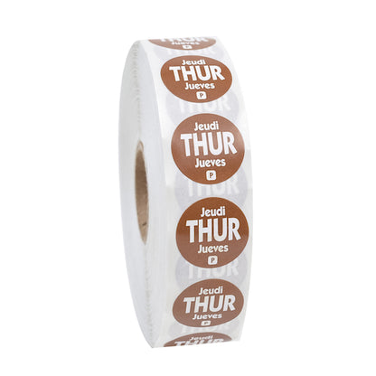 NCCO National Checking .75 Inch Circle Trilingual Permanent Brown Thursday Label, 1 x 2000 each Case - DOT product image 2