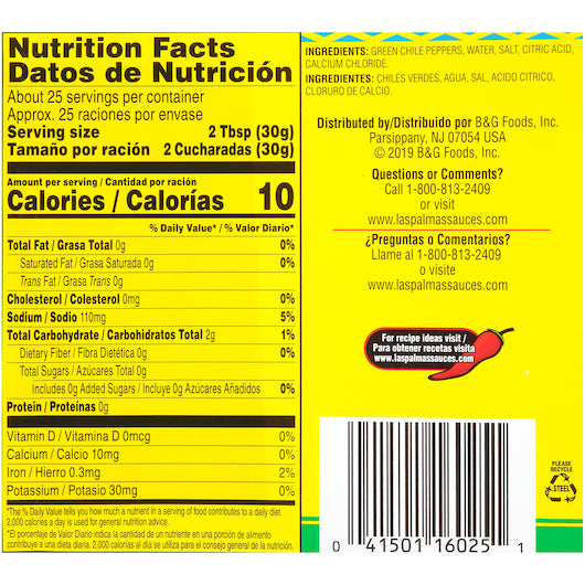 Las Palmas Diced Green Chiles, 12 x 27 oz Case - DOT product image 7