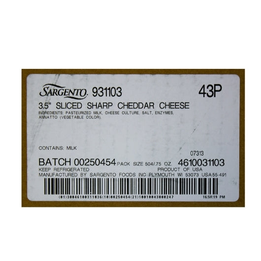 Sargento Sliced Sharp Cheddar Cheese, 18 x 21 oz Case - DOT product image 8