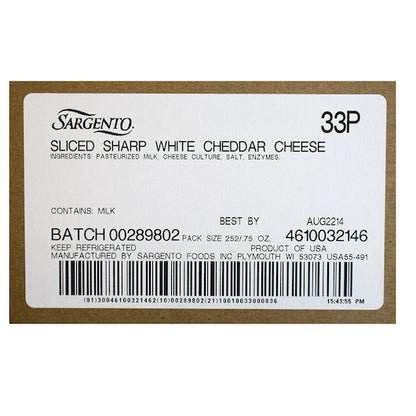 Sargento Sliced Sharp White Cheddar Cheese, 9 x 21 oz Case - DOT product image 7