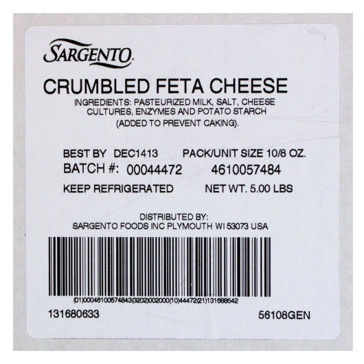 Sargento Crumble Feta Cheese, 10 x 8 oz Case - DOT product image 6