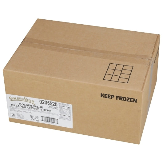 Golden Value Breaded Cheese Sticks, 4 x 3 lb Case - GS1 closed shipping case image