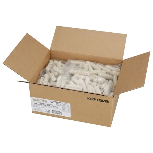 Golden Value Breaded Cheese Sticks, 4 x 3 lb Case - GS1 open-case image