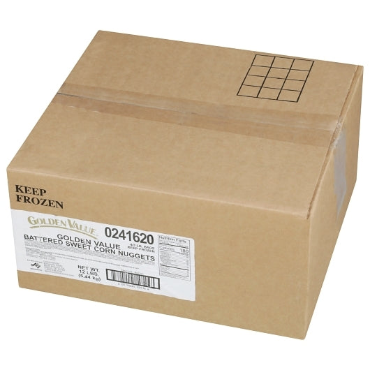 Golden Value Battered Corn Nuggets, 4 x 3 lb Case - GS1 closed shipping case image