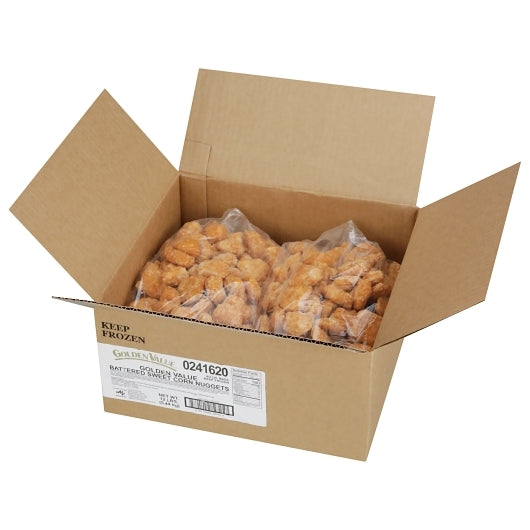 Golden Value Battered Corn Nuggets, 4 x 3 lb Case - GS1 open-case image