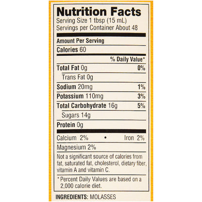 Grandma Unsulphered Baking Unsulphured Molasses Jar, 12 x 24 fl oz Case - DOT product image 7