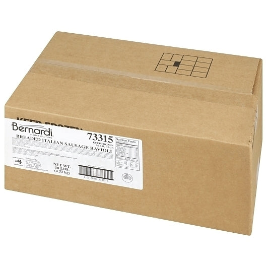 Bernardi Breaded Italian Sausage Ravioli, 2 x 5 lb Case - GS1 closed shipping case image