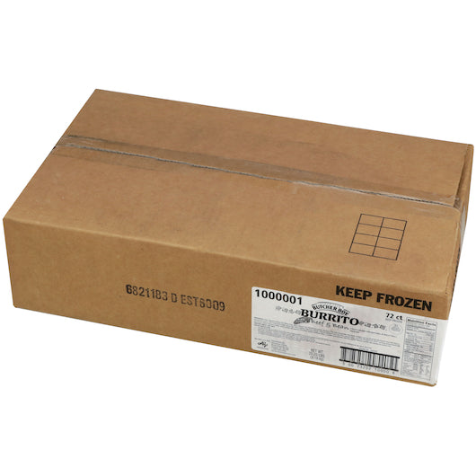 Butcher Boy Red Chili Beef & Bean Burrito, 72 x 4.5 oz Case - GS1 closed shipping case image