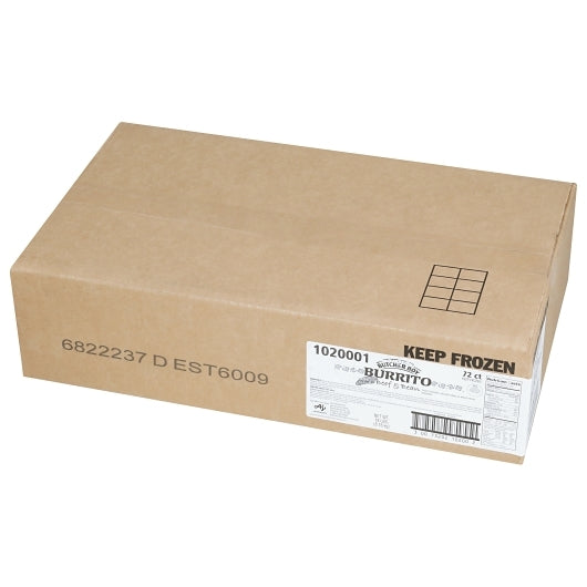 Butcher Boy Red Chili Beef & Bean Burrito, 72 x 4 oz Case - GS1 closed shipping case image