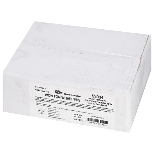 Golden Tiger 3.5 Inch X 3.5 Inch Wonton Wrappers, 12 x 1 lb Case - GS1 closed shipping case image