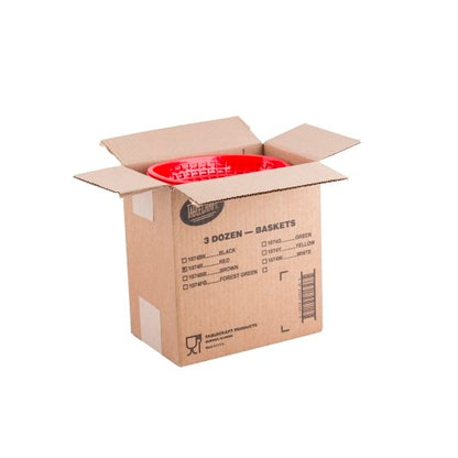 Tablecraft Classic Oval Basket, HDPE, Red 9.375x6x1.875, 1 x 36 each Case - GS1 open-case image