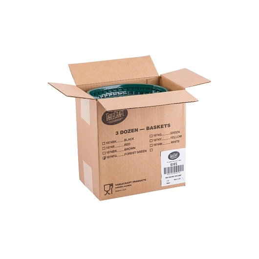 Tablecraft 9.375 Inch X 6 Inch X 1.375 Oval Classic Oval Forest Green Basket, 1 x 36 each Case - DOT product image 2