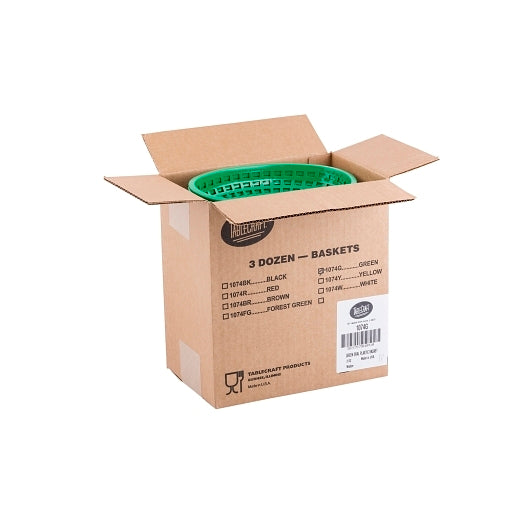 Tablecraft 9.375 Inch X 6 Inch X 1.375 Inch Classic Oval Green Basket, 1 x 36 each Case - DOT product image 2
