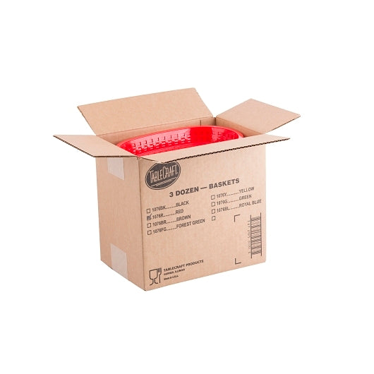 Tablecraft 10.5 Inch X 7 Inch X 1.5 Inch Red Plastic Oval Basket, 1 x 36 each Case - DOT product image 4