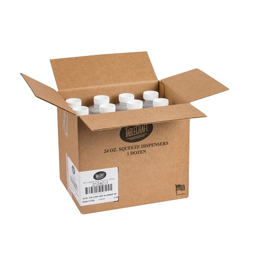 Tablecraft 24 Ounce Natural Dispenser With Hinged Top Squeeze Bottle, 1 x 12 each Case - Squeeze Bottles & Dispensers