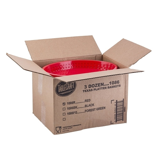 Tablecraft 12.75 Inch X 9.5 Inch X 1.5 Inch Red Oval Jumbo Platter Basket, 1 x 36 each Case - DOT product image 2
