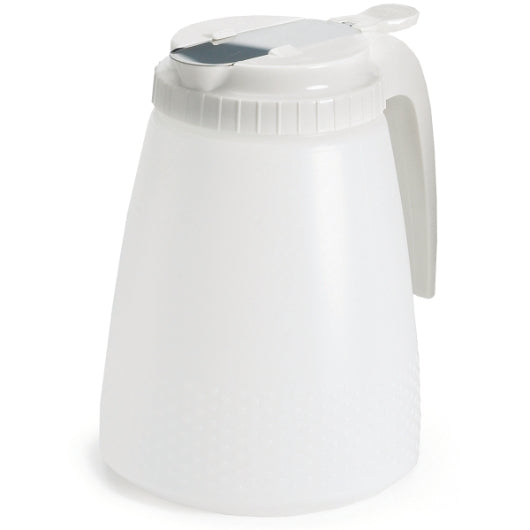 Tablecraft 48 Ounce White Top Polyethylene Dispenser, 1 x 6 each Case - Beverage Equipment