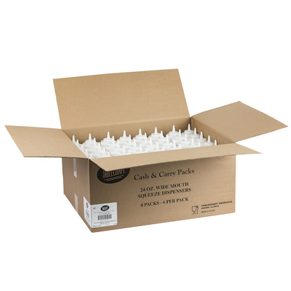 Tablecraft SQUEEZE BOTTLE 24 OUNCE WIDE MOUTH CLEAR, 8 x 6 ct Case - GS1 open-case image
