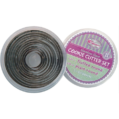 Winco Cookie Cutter Set Plain Round 11 Piece, 1 x 1 each Case - Bakery & Desserts