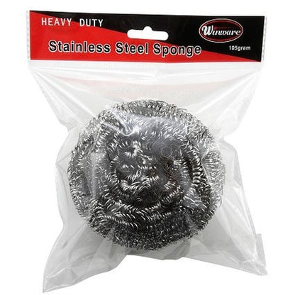 Winco Stainless Steel Scrubbing Sponge, 50g, 1 x 12 each Case - Alternate product angle or state