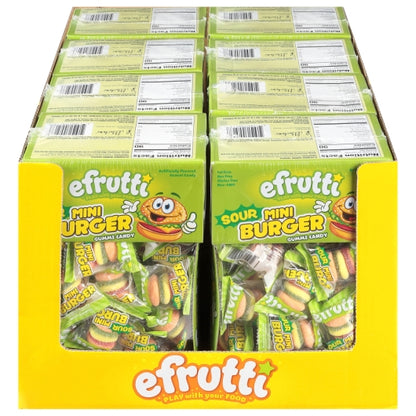 Efrutti Sour Mini Burger, 8 x 60 x 0.32 oz Case - Front/center packaged product image
