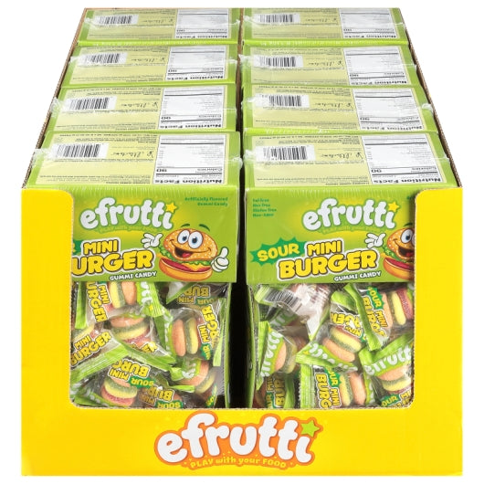 Efrutti Sour Mini Burger, 8 x 60 x 0.32 oz Case - GS1 open-case image