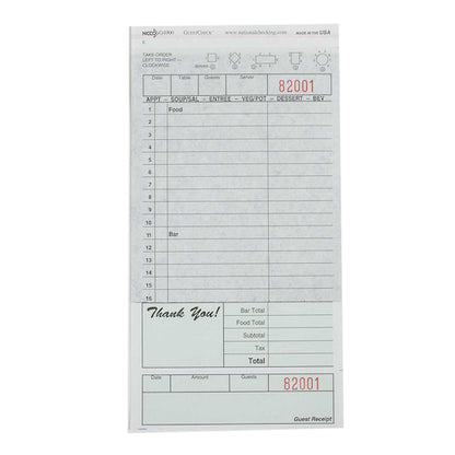 National Checking Guestcheck National Checking 4.25 Inch X 8.25 Inch 2 Part Carbon Green Tint 16 Line Guest Check, 1 x