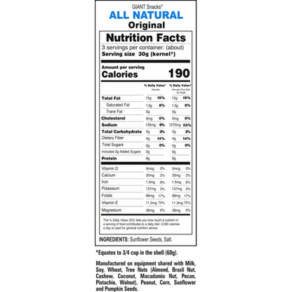 Giant Snack Inc Original Roasted & Salted Seeds, 12 x 5.75 oz Case - DOT product image 5