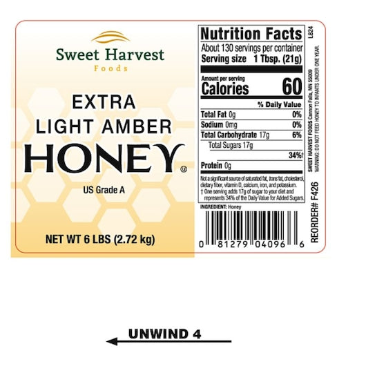 Honey Clover Extra Light Amber Honey Bulk, 4 x 6 lb Case - DOT product image 7