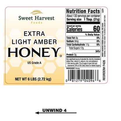 Honey Clover Extra Light Amber Honey Bulk, 4 x 6 lb Case - DOT product image 7