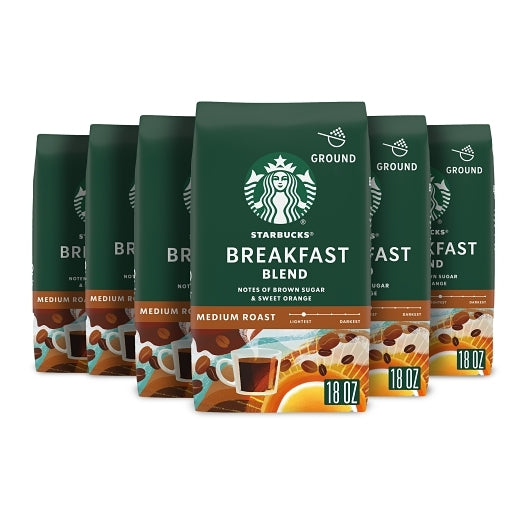 Starbucks Ground Breakfast Blend Coffee, 6 x 1.125 lb Case - Coffee & Tea
