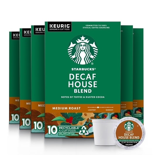 Starbucks Decaf House Blend Coffee Pods, 6 x 4.2 oz Case - Coffee & Tea