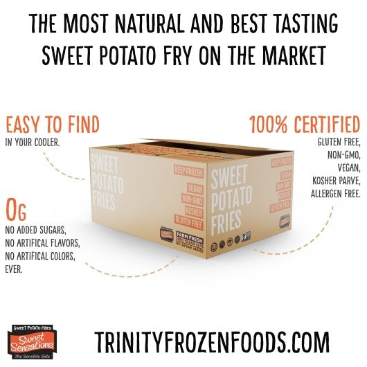 Sweet Sensations 5/16 X 1/2 PLATE CUT SWEET POTATO FRIES, 6 x 2.5 lb Case - Alternate product angle or state