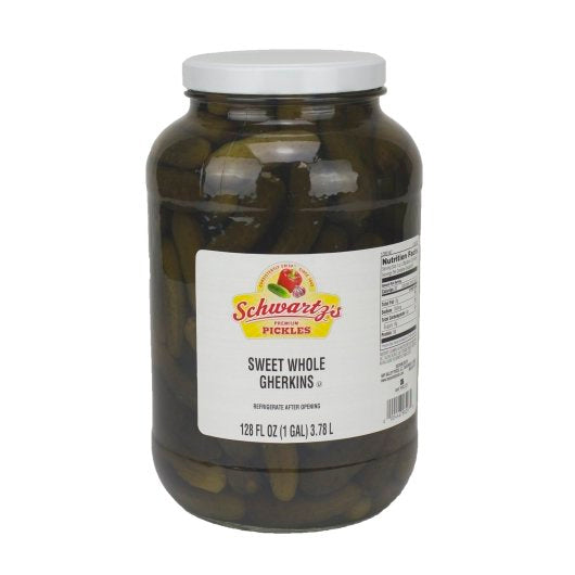 Schwartz's Sweet 171 To 184 Count Pickle Gherkin Bulk, 4 x 1 GA Case - Condiments & Sauces