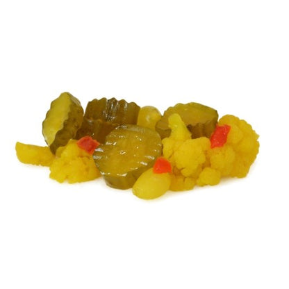 Bay Valley Sweet 232-280 Cut 1/2 Crinkle Mixed Pickle Chip Bulk, 4 x 1 GA Case - Condiments & Sauces