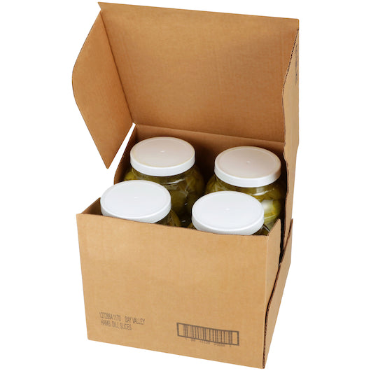 Bay Valley Dill Hamburger 396-450 Count 3/16 Crinkle Cut Pickle Slice Bulk, 4 x 1 GA Case - Condiments & Sauces