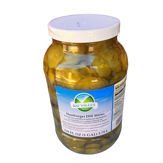 Bay Valley Dill Hamburger 614-678 Count 1/8 Smooth Pickle Slice Bulk, 4 x 1 GA Case - Condiments & Sauces