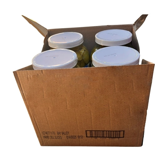 Bay Valley Dill Hamburger 614-678 Count 1/8 Smooth Pickle Slice Bulk, 4 x 1 GA Case - GS1 open-case image