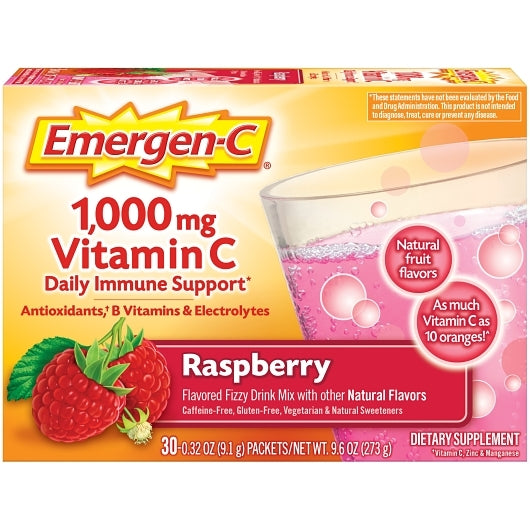 Emergen-C Vitamin C Raspberry, 4 x 3 x 30 each Case - Health & Personal Care