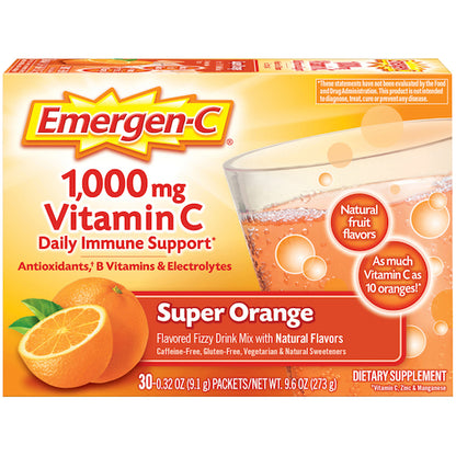 Emergen-C Vitamin C Super Orange, 4 x 3 x 30 each Case - Health & Personal Care