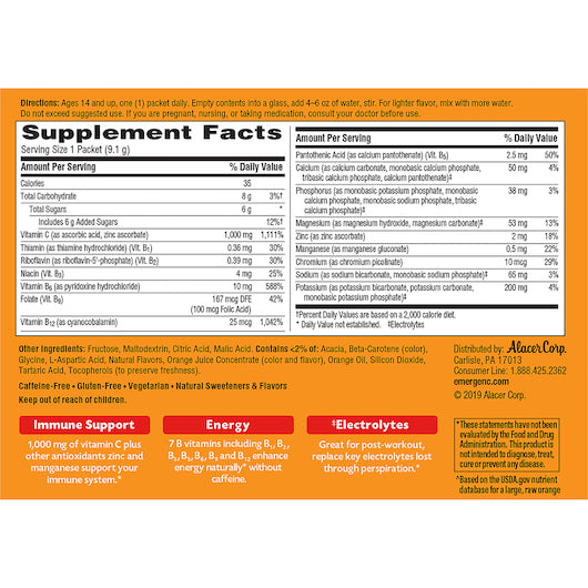 Emergen-C VITAMIN C SUPER ORANGE, 4 x 3 x 30 each Case - DOT product image 2