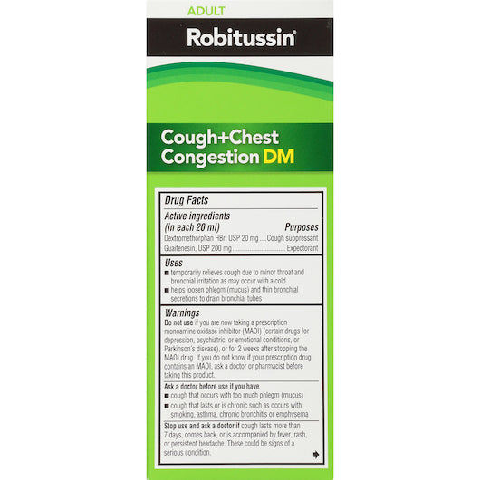 Robitussin Cough & Chest Congestion Dm, 8 x 3 x 4 oz Case - DOT product image 3