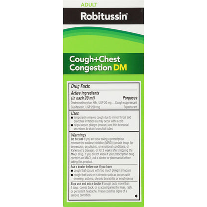 Robitussin Cough & Chest Congestion Dm, 8 x 3 x 4 oz Case - DOT product image 3