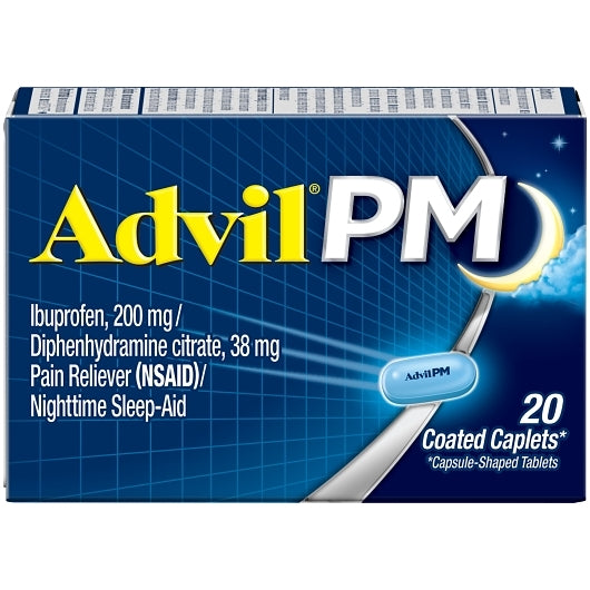 Advil Pain Reliever & Nighttime Sleep-Aid 200 Mg Caplets, 12 x 6 x 20 each Case - Health & Personal Care
