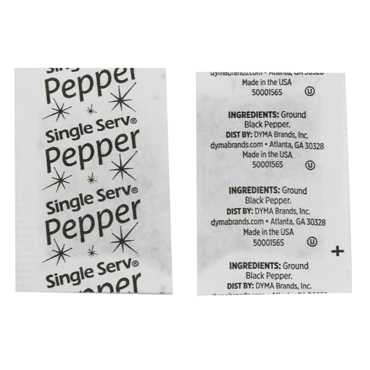 Single Serv Flat Pepper Packets, 3000 x 0.1 GR Case - Spices Seasonings